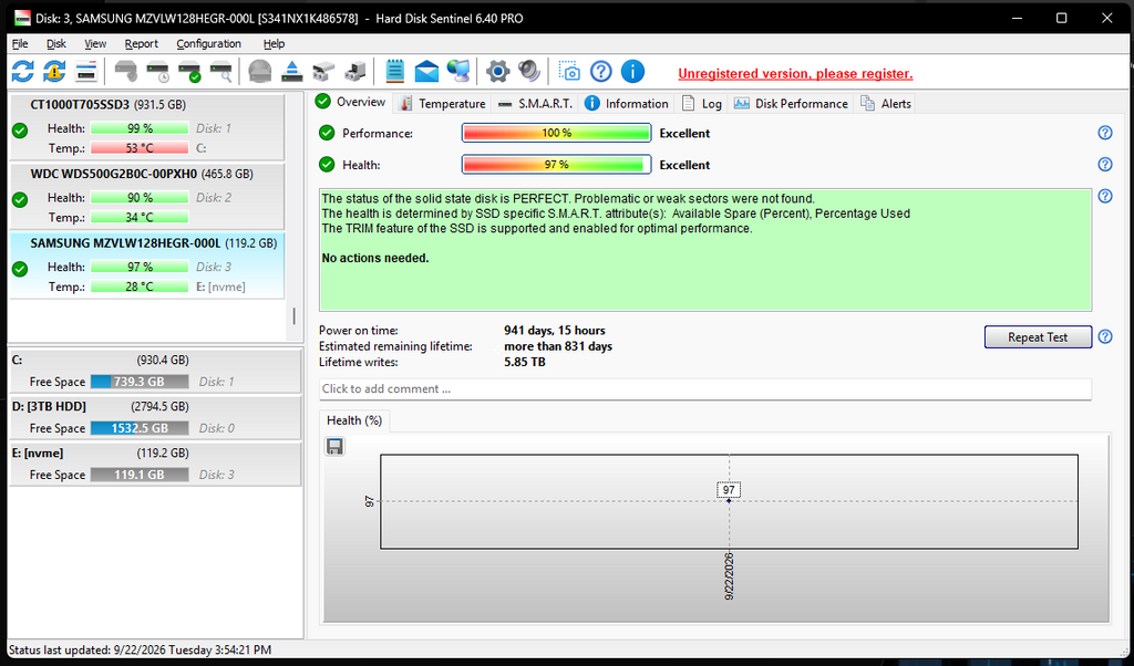 Samsung PM961 128GB M.2 NvmeSSD
