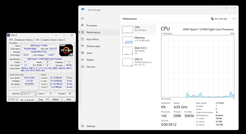 AMD Ryzen 7 2700X 8-Core 16-Thread AM4 CPU