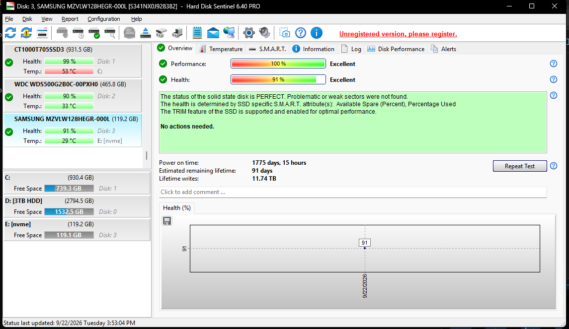 Samsung PM961 128GB M.2 NvmeSSD