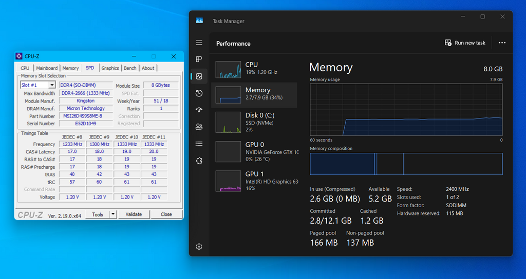 8GB DDR4 2666MHZ Kingston Laptop Ram