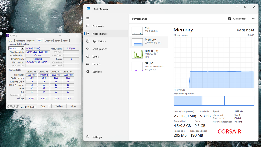 Corsair 8GB DDR4 2133MHz Desktop RAM
