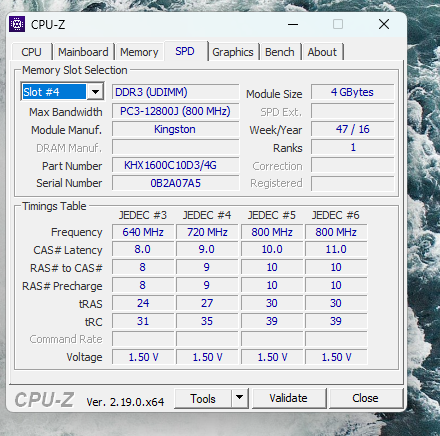 Kingston 8GB (2x4GB) DDR3 1600MHz Desktop RAM