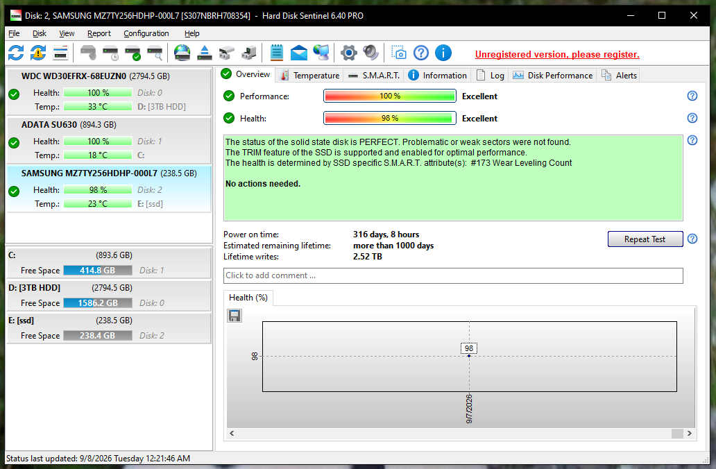 Samsung CM871A 256GB SATA SSD