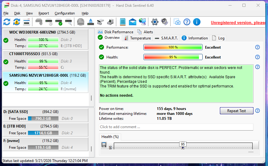 Samsung PM961 128GB M.2 NvmeSSD