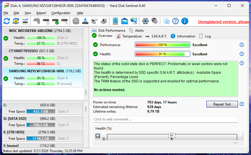 Samsung PM961 128GB M.2 NvmeSSD