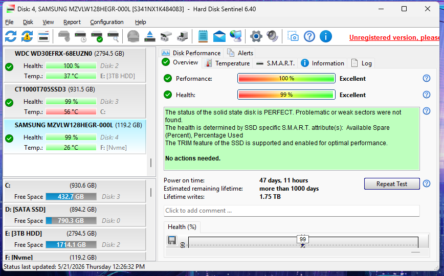 Samsung PM961 128GB M.2 NvmeSSD