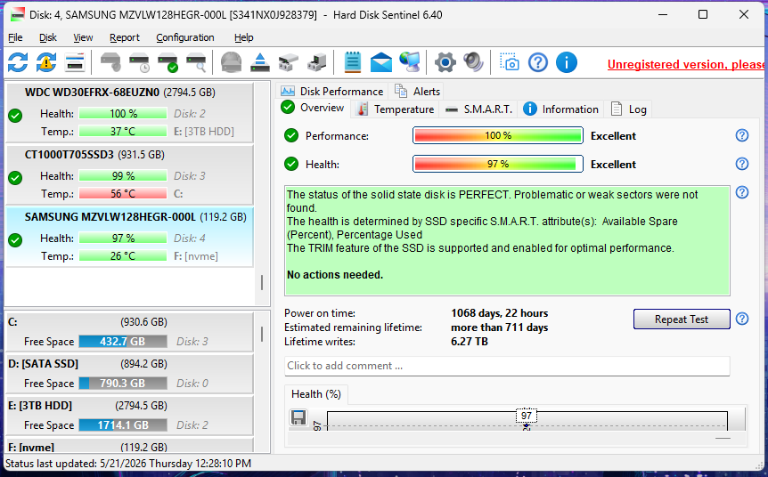 Samsung PM961 128GB M.2 NvmeSSD
