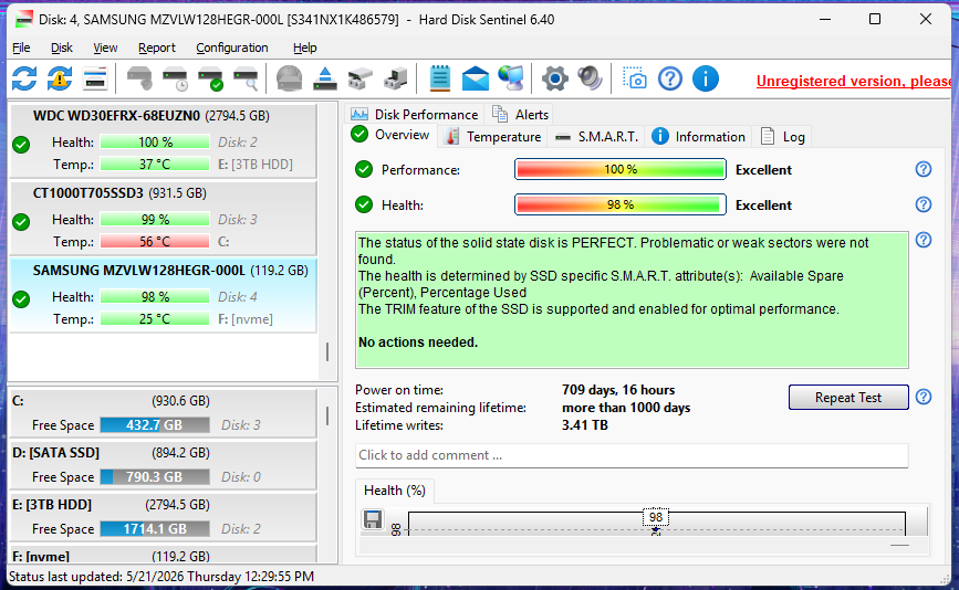 Samsung PM961 128GB M.2 NvmeSSD
